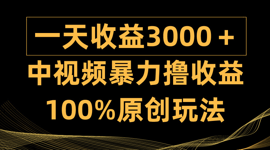 （9696期）中视频暴力撸收益，日入3000＋，100%原创玩法，小白轻松上手多种变现方式_无忧资源社|无忧资源社