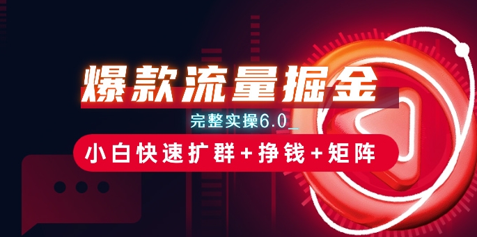 爆款流量掘金_完整实操6.0_小白快速扩群+挣钱+矩阵思路|无忧资源社