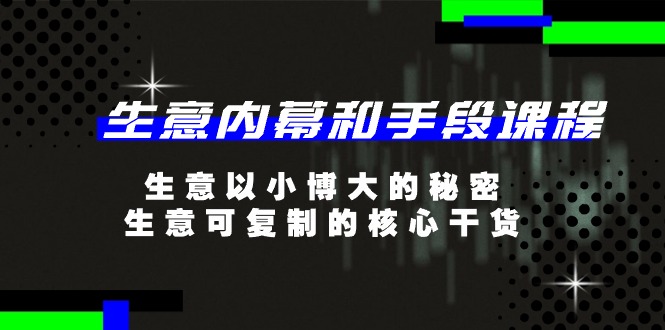 生意 内幕和手段课程，生意以小博大的秘密，生意可复制的核心干货-20节|无忧资源社