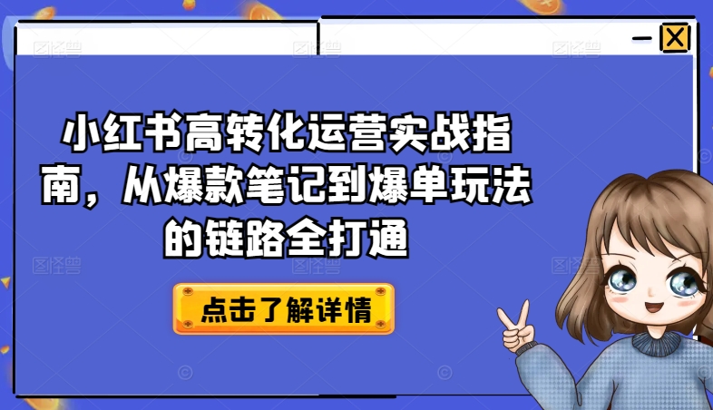 小红书高转化运营实战指南，从爆款笔记到爆单玩法的链路全打通_无忧资源社|无忧资源社