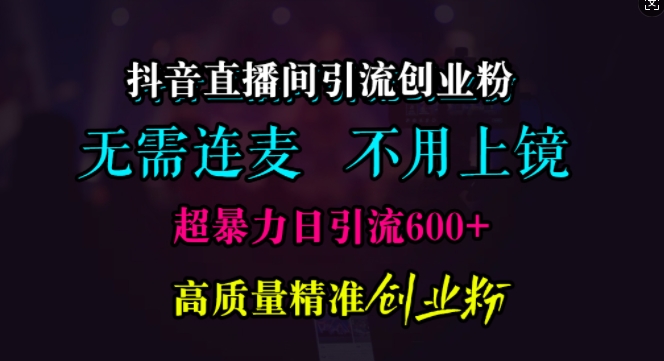 抖音直播间引流创业粉，无需连麦、无需上镜，超暴力日引流600+高质量精准创业粉|无忧资源社