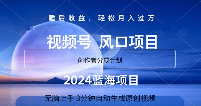 2024蓝海项目，3分钟自动生成视频，月入过万|无忧资源社