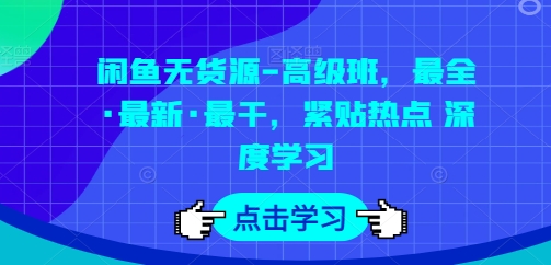 闲鱼无货源-高级班，最全·最新·最干，紧贴热点 深度学习|无忧资源社