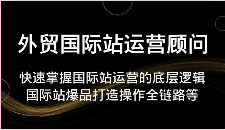 外贸国际站运营顾问-快速掌握国际站运营的底层逻辑，国际站爆品打造操作全链路等|无忧资源社