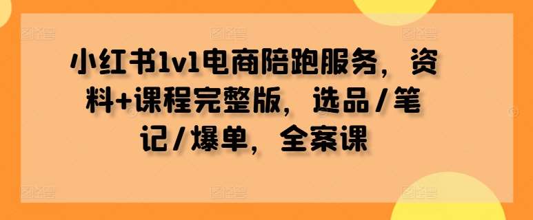 小红书1v1电商陪跑服务，资料+课程完整版，选品/笔记/爆单，全案课|无忧资源社