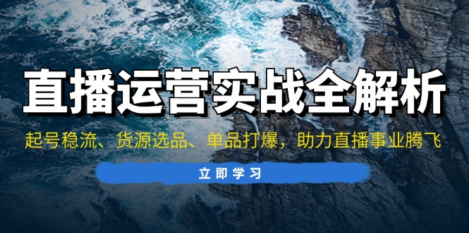 （13294期）直播运营实战全解析：起号稳流、货源选品、单品打爆，助力直播事业腾飞|无忧资源社