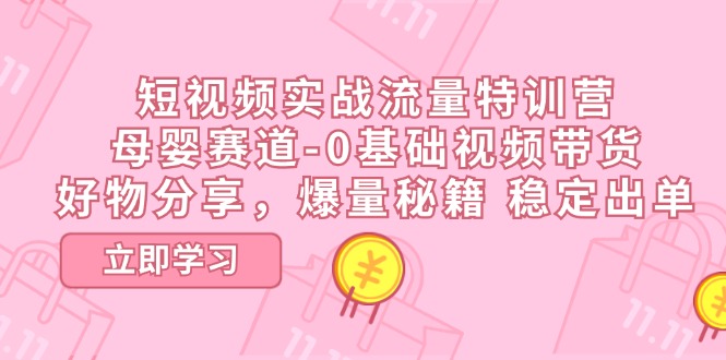 短视频实战流量特训营，母婴赛道-0基础带货，好物分享，爆量秘籍 稳定出单|无忧资源社