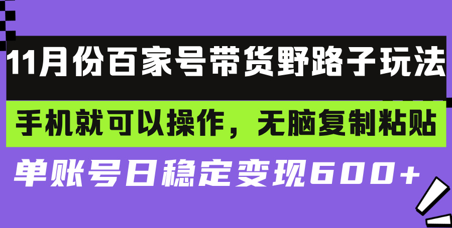 （13281期）百家号带货野路子玩法 手机就可以操作，无脑复制粘贴 单账号日稳定变现…|无忧资源社