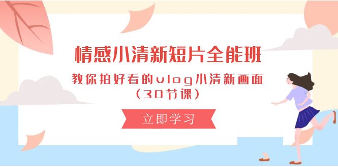 情感 小清新短片-全能班，教你拍好看的vlog小清新画面 (30节课)_无忧资源社|无忧资源社