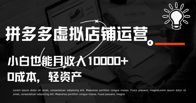 拼多多虚拟店铺运营小白也能月收入10000+_无忧资源社|无忧资源社