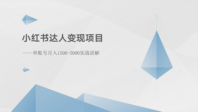 小红书达人变现项目：单账号月入1500-3000实战讲解_无忧资源社|无忧资源社