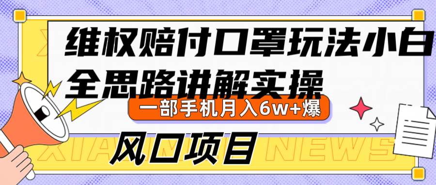 维权赔付口罩玩法，小白也能月入6w+，风口项目实操|无忧资源社
