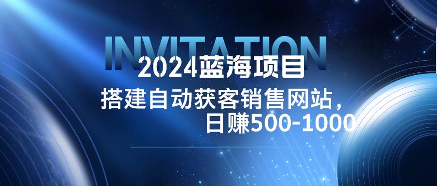 （12743期）2024蓝海项目，搭建销售网站，自动获客，日赚500-1000|无忧资源社