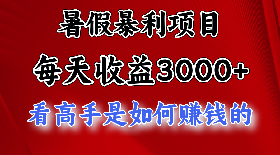 暑假暴利项目，每天收益3000+ 努努力能达到5000+，暑假大流量来了|无忧资源社