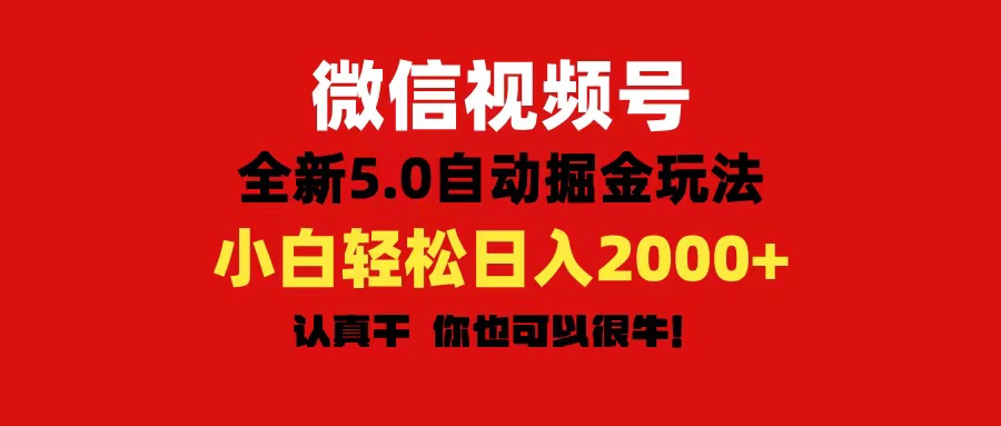 微信视频号变现，5.0全新自动掘金玩法，日入利润2000+有手就行|无忧资源社