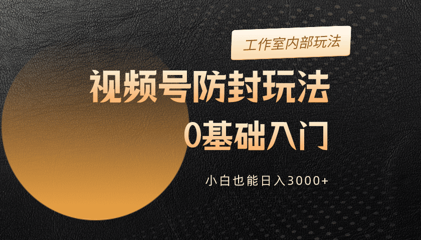 2024视频号升级防封玩法，零基础入门，小白也能日入3000+_无忧资源社|无忧资源社