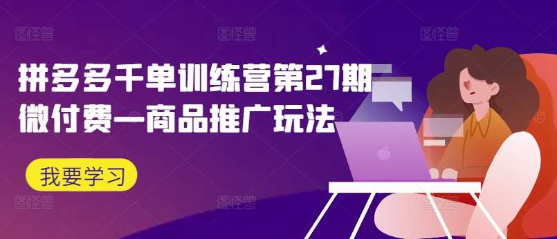 拼多多千单训练营第27期微付费—商品推广玩法|无忧资源社