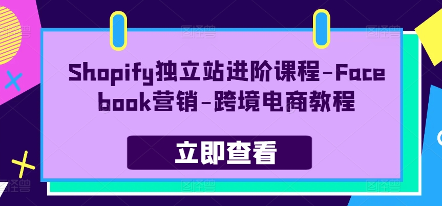 Shopify独立站进阶课程-Facebook营销-跨境电商教程|无忧资源社