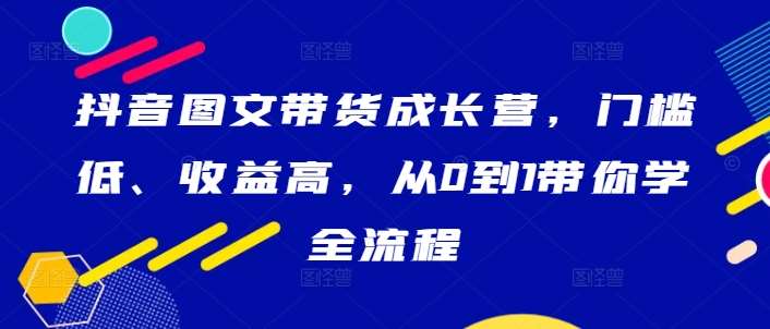 抖音图文带货成长营，门槛低、收益高，从0到1带你学全流程|无忧资源社