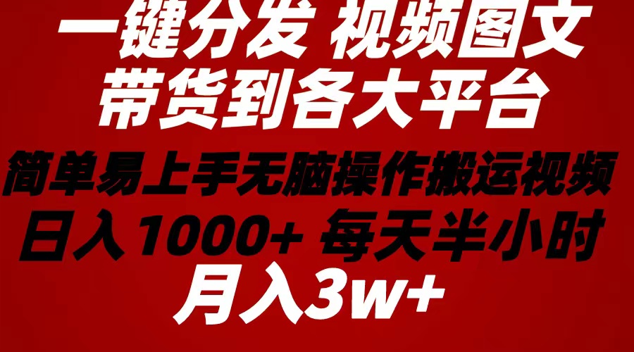 2024年 一键分发带货图文视频简单易上手 无脑赚收益 每天半小时日入1…_无忧资源社|无忧资源社