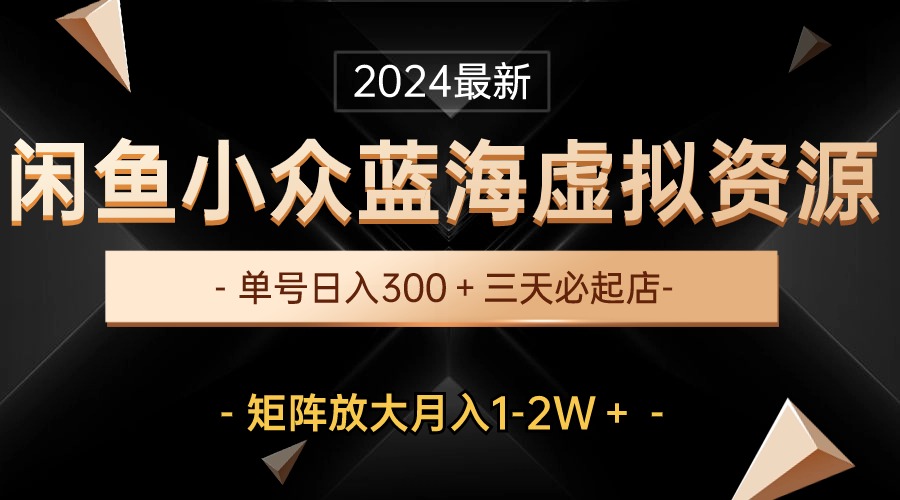 最新闲鱼小众蓝海虚拟资源，单号日入300＋，三天必起店，矩阵放大月入1-2W_无忧资源社|无忧资源社