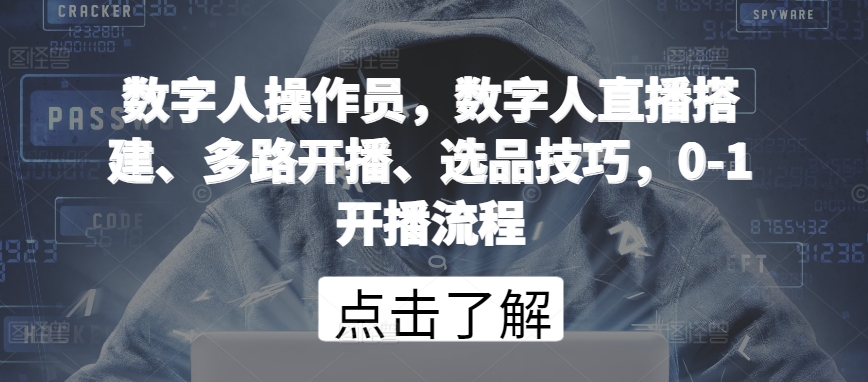 数字人操作员，数字人直播搭建、多路开播、选品技巧，0-1开播流程_无忧资源社|无忧资源社
