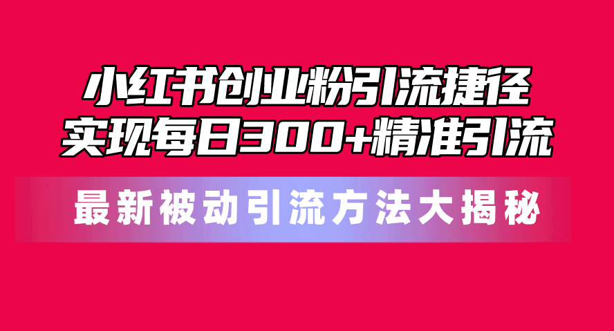小红书创业粉引流捷径！最新被动引流方法大揭秘，实现每日300+精准引流_无忧资源社|无忧资源社