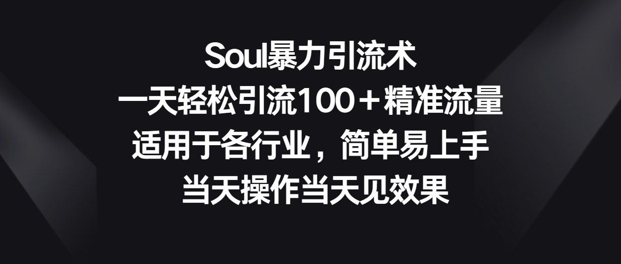 Soul暴力引流术，一天轻松引流100＋精准流量，适用于各行业，简单易上手！_无忧资源社|无忧资源社