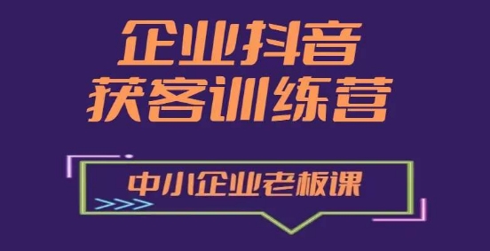 企业抖音营销获客增长训练营，中小企业老板必修课|无忧资源社