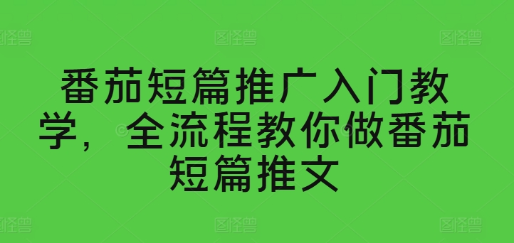 番茄短篇推广入门教学，全流程教你做番茄短篇推文|无忧资源社
