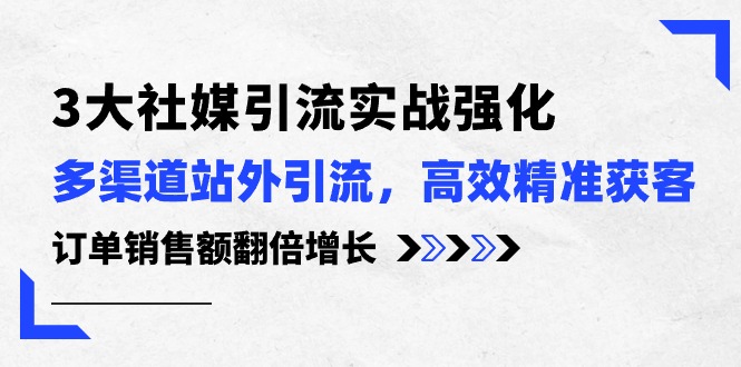 3大社媒引流实操强化，多渠道站外引流/高效精准获客/订单销售额翻倍增长_无忧资源社|无忧资源社