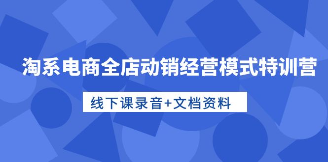 淘系电商全店动销经营模式特训营，线下课录音+文档资料_无忧资源社|无忧资源社