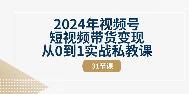 2024年视频号短视频带货变现从0到1实战私教课（31节视频课）|无忧资源社