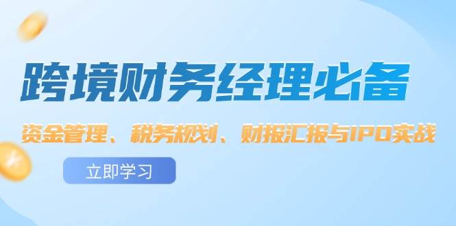 （12323期）跨境 财务经理必备：资金管理、税务规划、财报汇报与IPO实战|无忧资源社