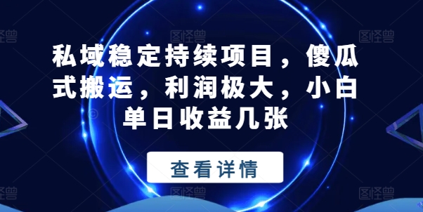 私域稳定持续项目，傻瓜式搬运，利润极大，小白单日收益几张|无忧资源社