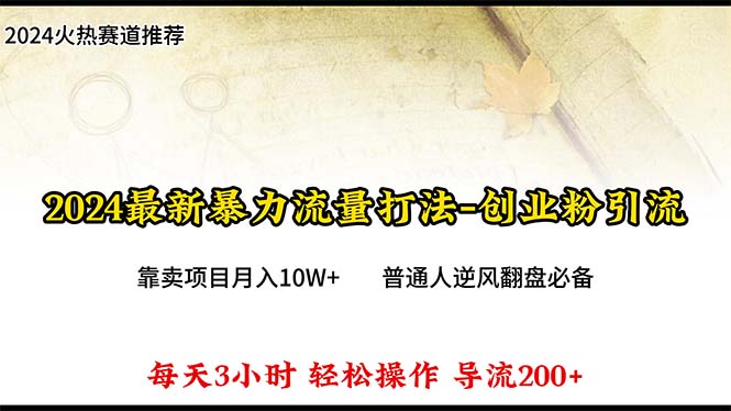 2024年最新暴力流量打法，每日导入300+，靠卖项目月入10W+_无忧资源社|无忧资源社