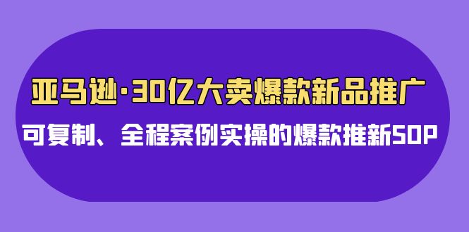 亚马逊30亿·大卖爆款新品推广，可复制、全程案例实操的爆款推新SOP_无忧资源社|无忧资源社
