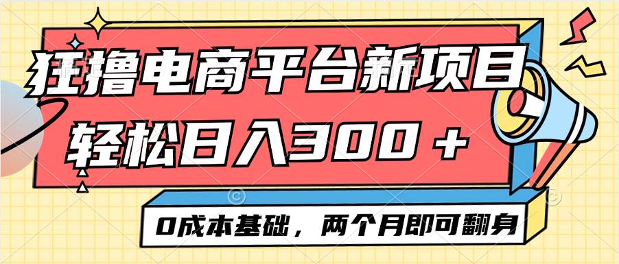 （12685期）电商平台新赛道变现项目小白轻松日入300＋0成本基础两个月即可翻身|无忧资源社