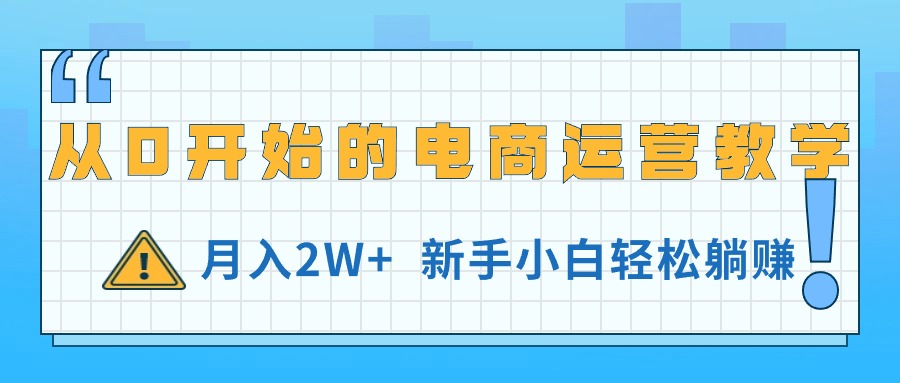 从0开始的电商运营教学，月入2W+，新手小白轻松躺赚|无忧资源社