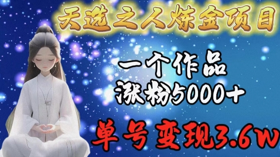 天选之人炼金项目，一个作品涨粉5000+，单号变现3.6w_无忧资源社|无忧资源社