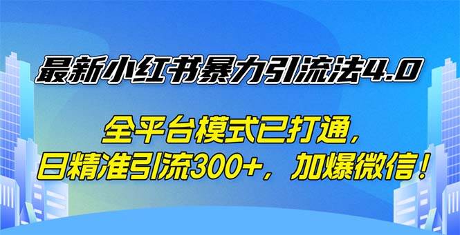 （12505期）最新小红书暴力引流法4.0， 全平台模式已打通，日精准引流300+，加爆微…|无忧资源社