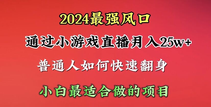 2024年最强风口，通过小游戏直播月入25w+单日收益5000+小白最适合做的项目_无忧资源社|无忧资源社