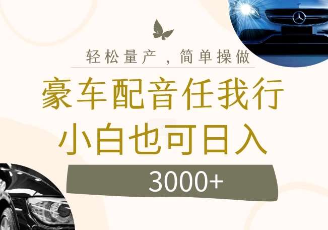 不为人知的暴力小项目，豪车配音，日入几张【揭秘】|无忧资源社