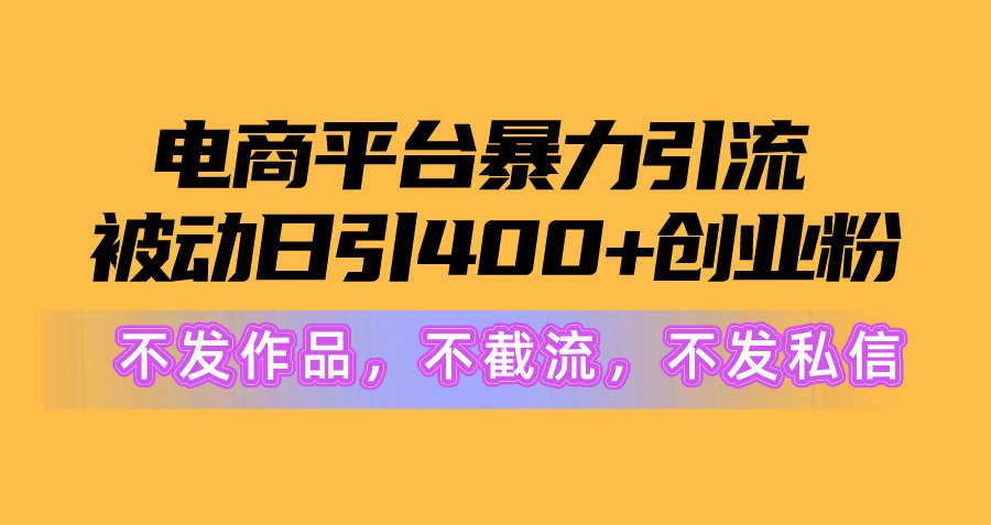 电商平台暴力引流,被动日引400+创业粉不发作品，不截流，不发私信_无忧资源社|无忧资源社