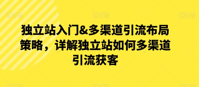 独立站入门&多渠道引流布局策略，详解独立站如何多渠道引流获客_无忧资源社|无忧资源社