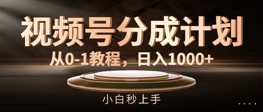 （11931期）视频号分成计划，从0-1教程，日入1000+|无忧资源社