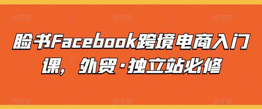 脸书Facebook跨境电商入门课，外贸·独立站必修_无忧资源社|无忧资源社