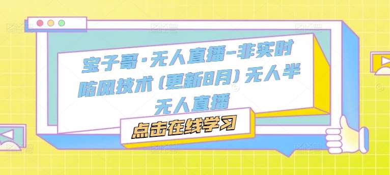 宝子哥·无人直播-非实时防风技术(更新8月)无人半无人直播|无忧资源社