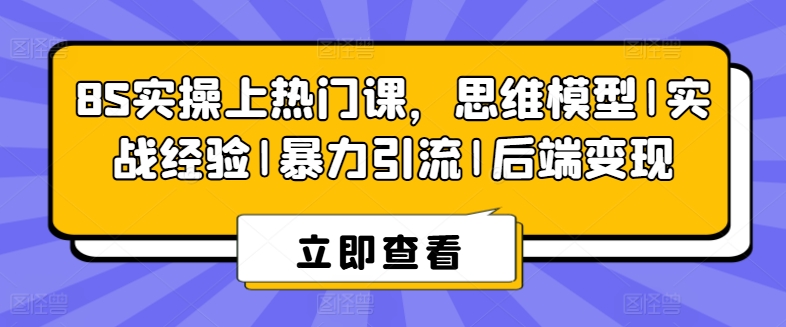 8S实操上热门课，思维模型|实战经验|暴力引流|后端变现|无忧资源社