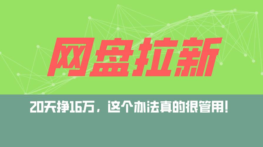 （12294期）网盘拉新+私域运营玩法，零基础入门，小白可操作，当天见效，日入5000+|无忧资源社